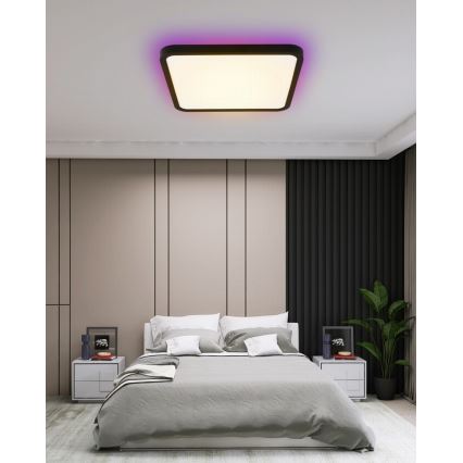 Immax NEO 07167-B40 - Luminária de teto LED RGB+CCT regulável NEO LITE TUDO LED/50W/230V Wi-Fi Tuya preta + controlo remoto