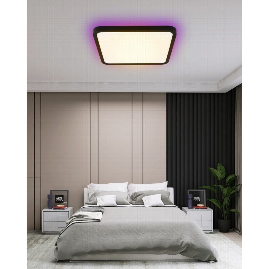 Immax NEO 07167-B40 - Luminária de teto LED RGB+CCT regulável NEO LITE TUDO LED/50W/230V Wi-Fi Tuya preta + controlo remoto
