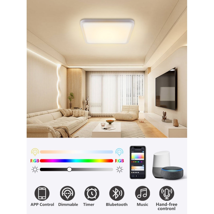 Immax NEO 07168-W40 - LED RGB+CCT Iluminação de teto com regulação NEO LITE TUDO LED/50W/230V Wi-Fi Tuya branco + comando