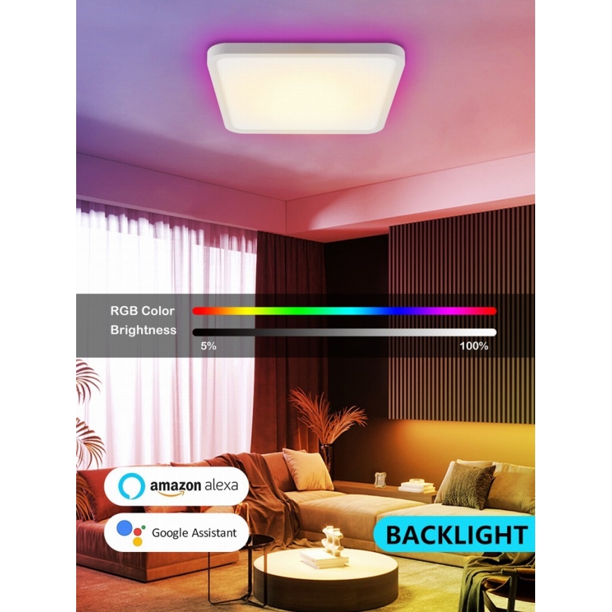 Immax NEO 07168-W40 - LED RGB+CCT Iluminação de teto com regulação NEO LITE TUDO LED/50W/230V Wi-Fi Tuya branco + comando
