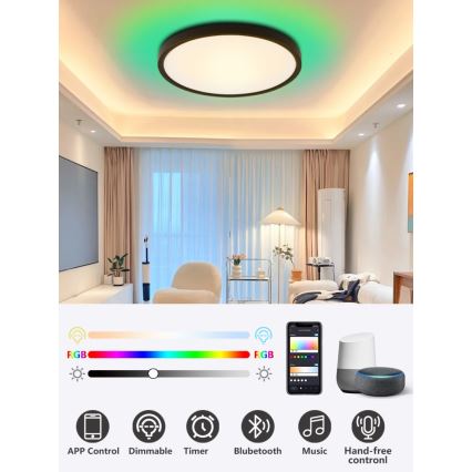 Immax NEO 07170-B60 - Iluminação de teto LED RGB+CCT com regulação NEO LITE TUDO LED/65W/230V 2700-6500K Wi-Fi Tuya preto + comando