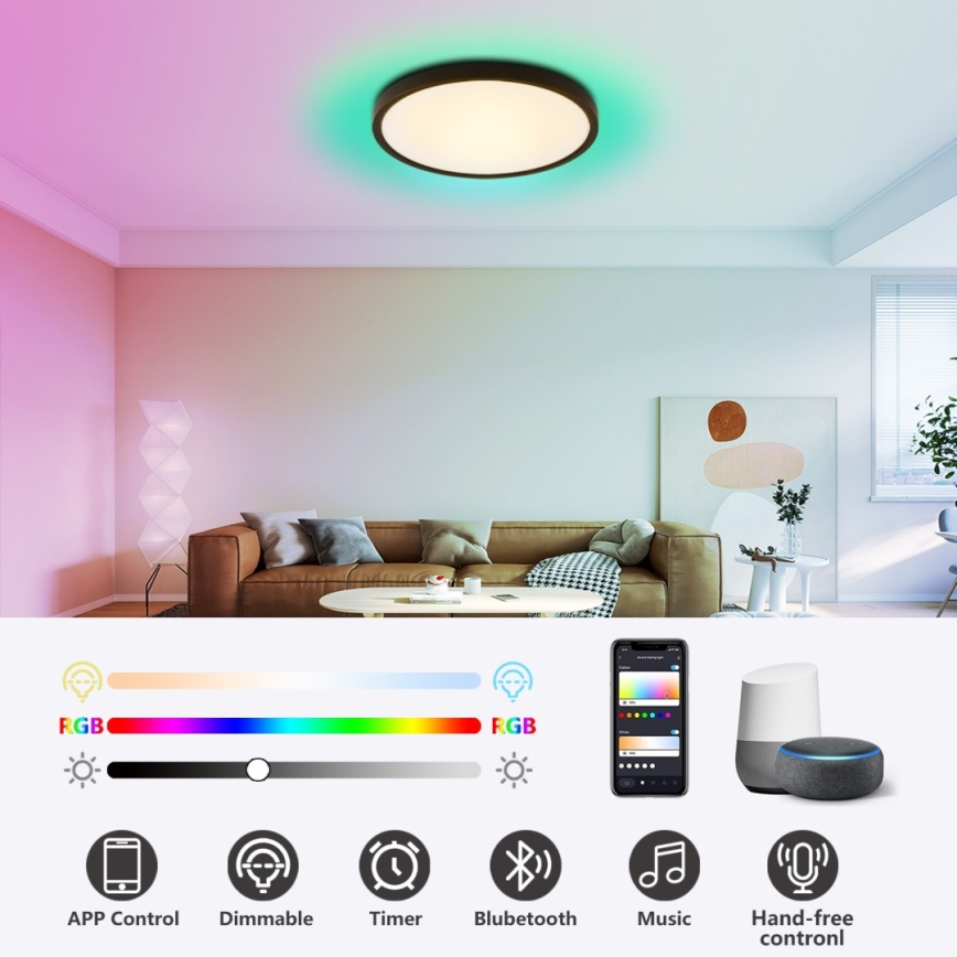 Immax NEO 07170-B60 - Iluminação de teto LED RGB+CCT com regulação NEO LITE TUDO LED/65W/230V 2700-6500K Wi-Fi Tuya preto + comando