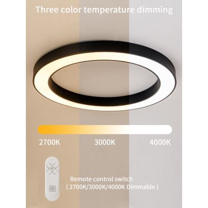 Immax NEO 07210L - Iluminação de teto LED com regulação PASTEL LED/68W/230V 95 cm preto Tuya + controlo remoto
