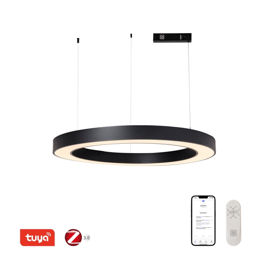 Immax NEO 07211L - Lustre LED regulável em cabo PASTEL LED/68W/230V 2700-6500K Tuya preto + comando à distância