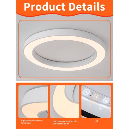 Immax NEO 07213L - Iluminação de teto LED com regulação PASTEL LED/68W/230V 95 cm branco Tuya + controlo remoto