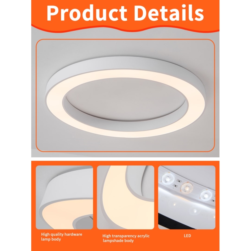 Immax NEO 07213L - Iluminação de teto LED com regulação PASTEL LED/68W/230V 95 cm branco Tuya + controlo remoto