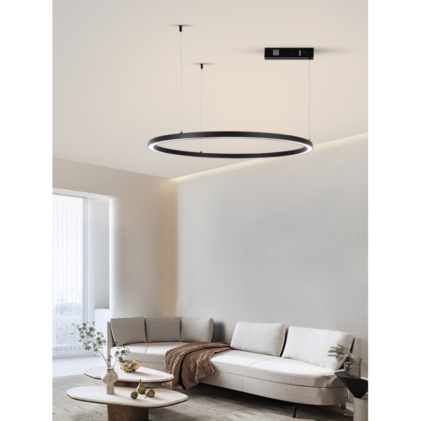 Immax NEO 07215L - Candelabro suspenso LED com regulação FINO LED/60W/230V 80 cm preto Tuya + controlo remoto