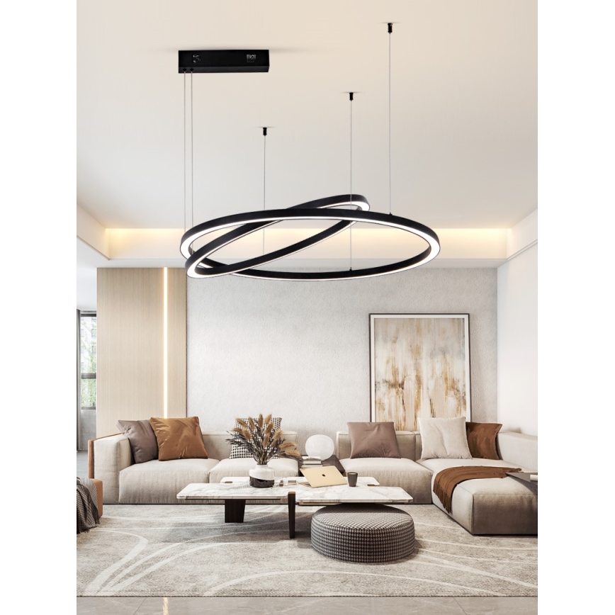 Immax NEO 07216L - Candelabro suspenso LED com regulação FINO LED/93W/230V 60/80cm preto Tuya + comando