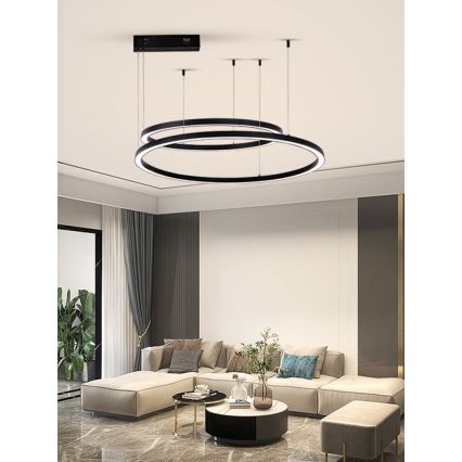 Immax NEO 07216L - Candelabro suspenso LED com regulação FINO LED/93W/230V 60/80cm preto Tuya + comando