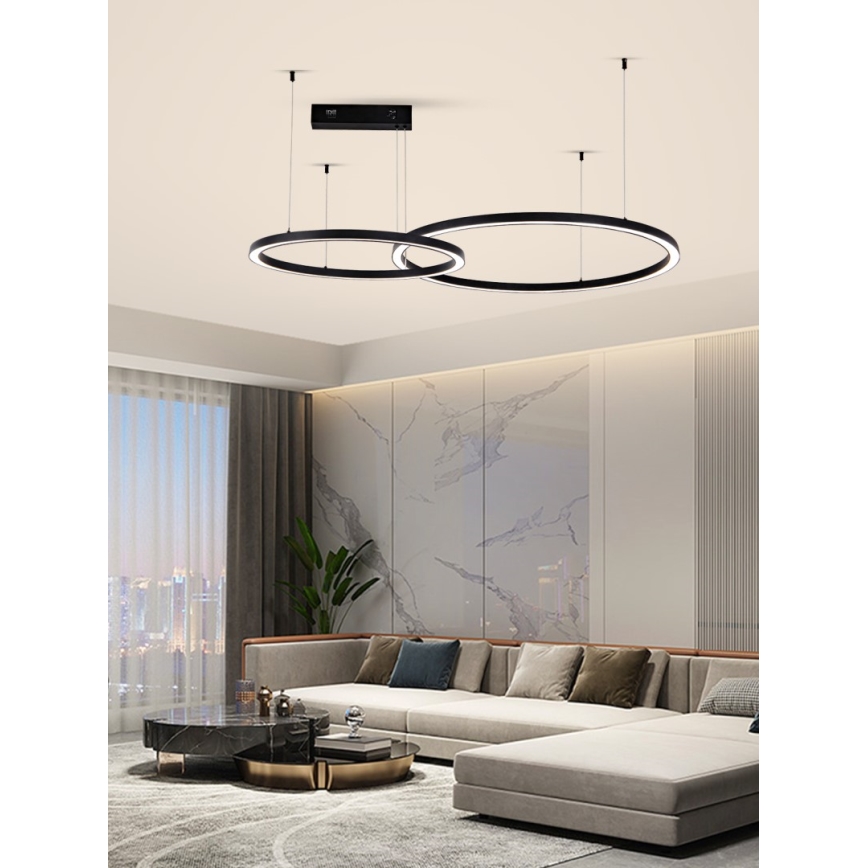Immax NEO 07216L - Candelabro suspenso LED com regulação FINO LED/93W/230V 60/80cm preto Tuya + comando