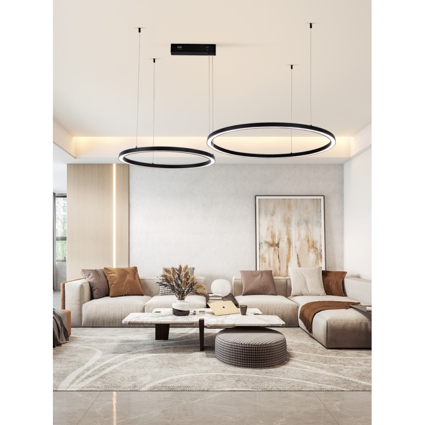 Immax NEO 07216L - Candelabro suspenso LED com regulação FINO LED/93W/230V 60/80cm preto Tuya + comando