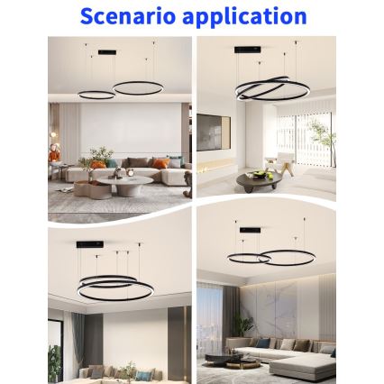 Immax NEO 07216L - Candelabro suspenso LED com regulação FINO LED/93W/230V 60/80cm preto Tuya + comando