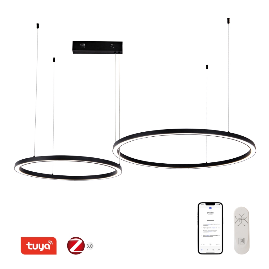 Immax NEO 07216L - Candelabro suspenso LED com regulação FINO LED/93W/230V 60/80cm preto Tuya + comando