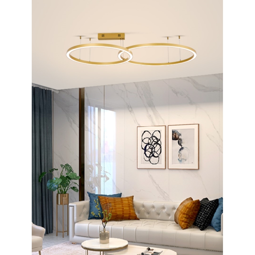 Immax NEO 07218L - Candelabro suspenso LED com regulação FINO LED/93W/230V 60/80cm dourada Tuya + comando