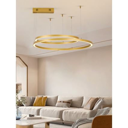 Immax NEO 07218L - Candelabro suspenso LED com regulação FINO LED/93W/230V 60/80cm dourada Tuya + comando