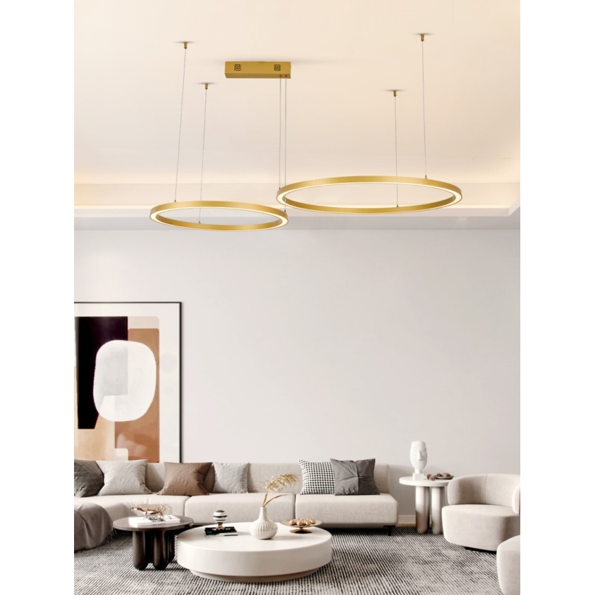 Immax NEO 07218L - Candelabro suspenso LED com regulação FINO LED/93W/230V 60/80cm dourada Tuya + comando