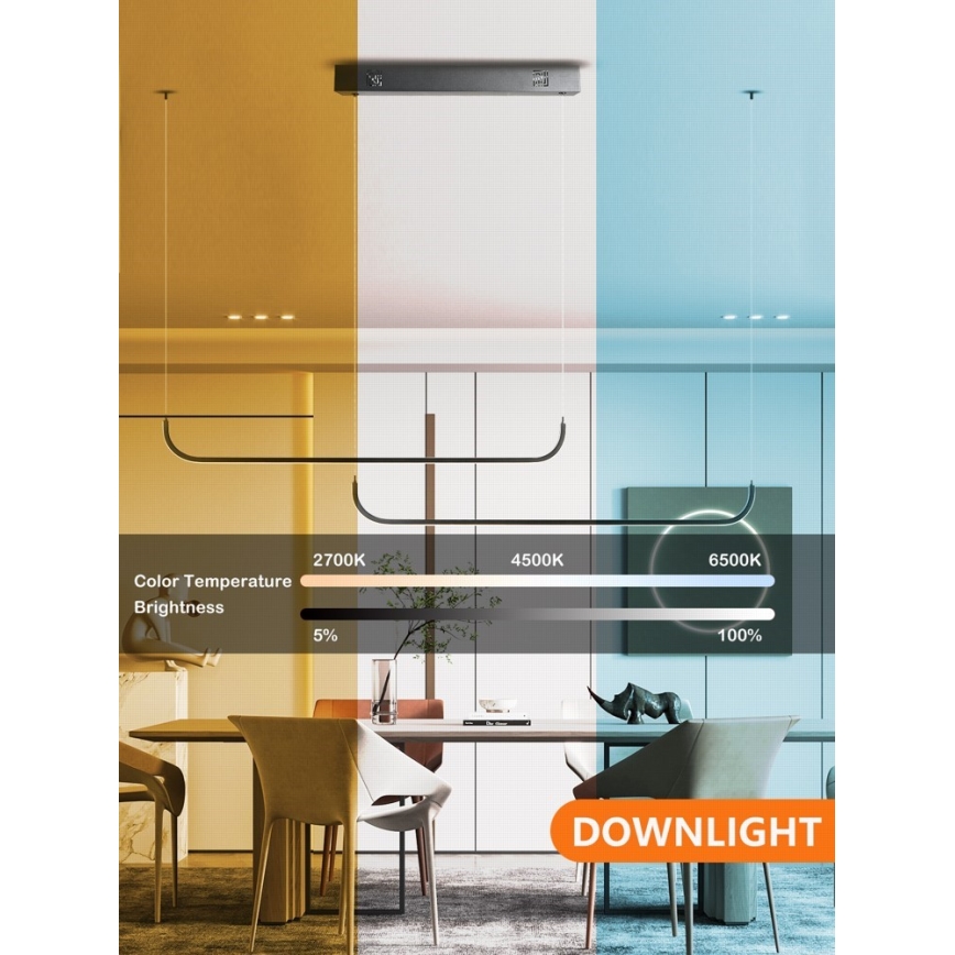 Immax NEO 07222L - Candeeiro suspenso LED com regulação NEO LITE PATTINI LED/56W/230V 2700-6500K Wi-Fi Tuya + comando