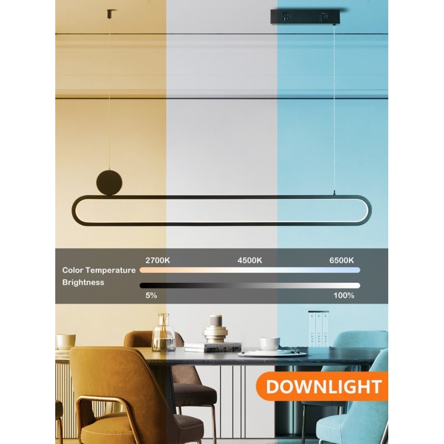 Immax NEO 07231L - Candelabro suspenso LED com regulação NEO LITE OVALE LED/50W/230V 2700-6500K Wi-Fi Tuya + controlo remoto