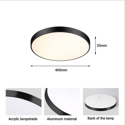 Immax NEO 07248L - Iluminação de teto LED com regulação NEO LITE SEMPLICI LED/36W/230V 3000-6000K Wi-Fi Tuya preto + comando