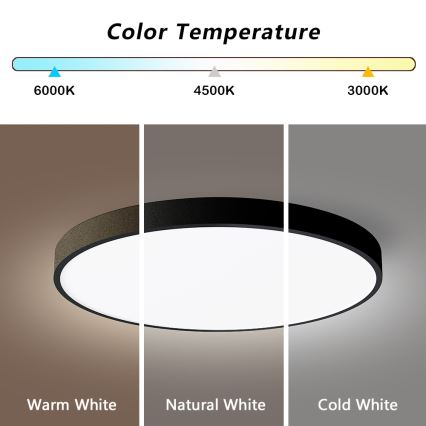 Immax NEO 07249L - Iluminação de teto LED com regulação NEO LITE SEMPLICI LED/48W/230V 3000-6000K Wi-Fi Tuya preto + comando