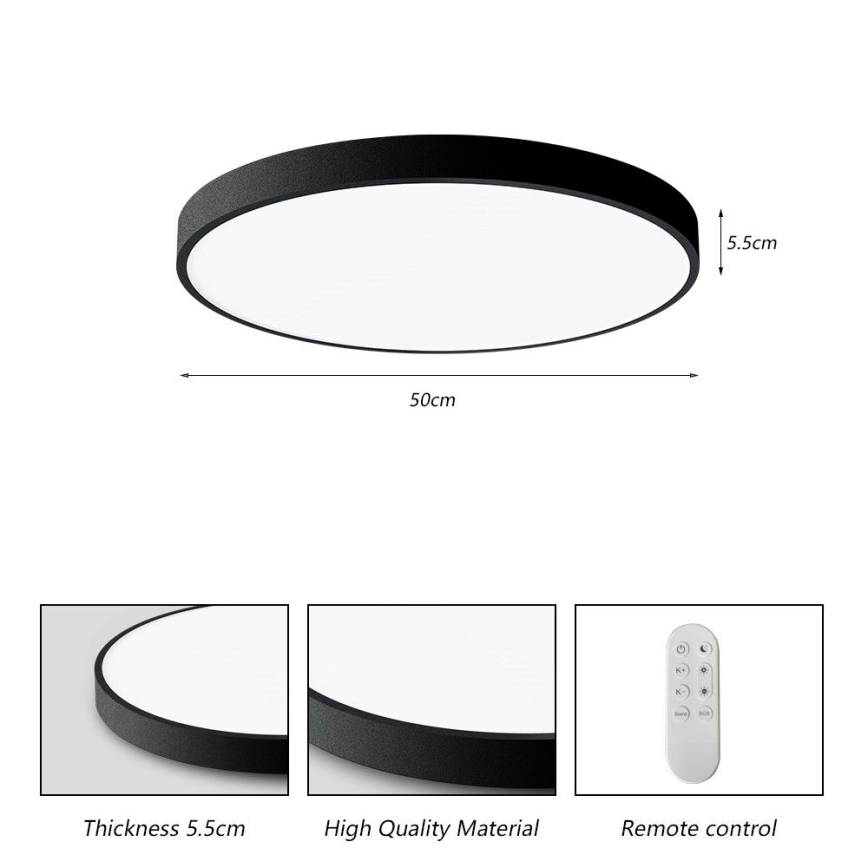 Immax NEO 07249L - Iluminação de teto LED com regulação NEO LITE SEMPLICI LED/48W/230V 3000-6000K Wi-Fi Tuya preto + comando