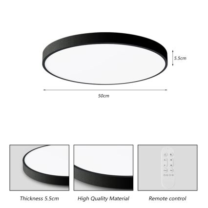 Immax NEO 07249L - Iluminação de teto LED com regulação NEO LITE SEMPLICI LED/48W/230V 3000-6000K Wi-Fi Tuya preto + comando