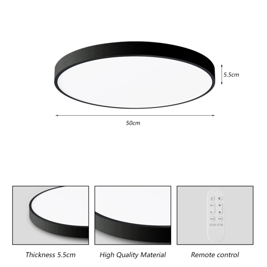 Immax NEO 07249L - Iluminação de teto LED com regulação NEO LITE SEMPLICI LED/48W/230V 3000-6000K Wi-Fi Tuya preto + comando
