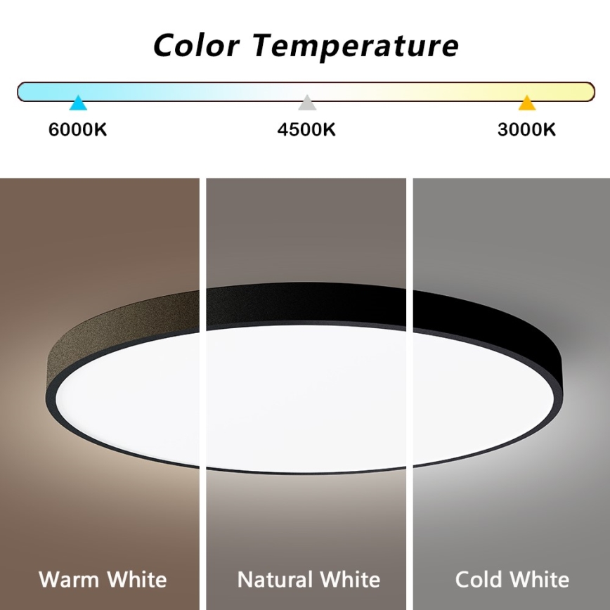 Immax NEO 07250L - Iluminação de teto LED com regulação NEO LITE SEMPLICI LED/60W/230V 3000-6000K Wi-Fi Tuya preto + comando