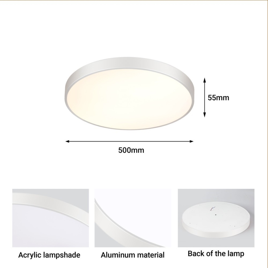 Immax NEO 07252L - Iluminação de teto LED com regulação NEO LITE SEMPLICI LED/48W/230V 3000-6000K Wi-Fi Tuya branco + comando