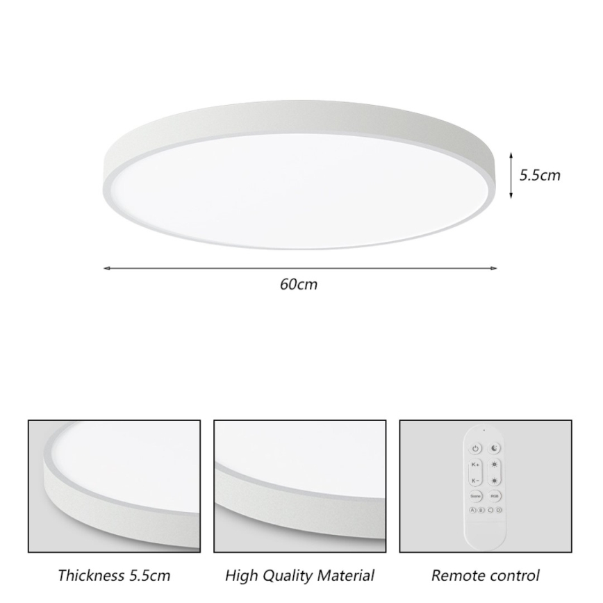 Immax NEO 07253L - Iluminação de teto LED com regulação NEO LITE SEMPLICI LED/60W/230V 3000-6000K Wi-Fi Tuya branco + comando