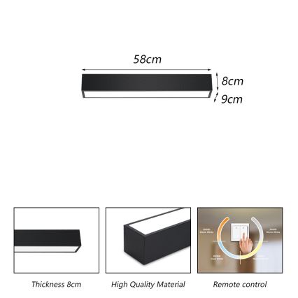 Immax NEO 07254L - Luminária de teto LED dimmerizável NEO LITE LUNGO LED/20W/230V 3000-6000K Wi-Fi Tuya preta + controlo remoto