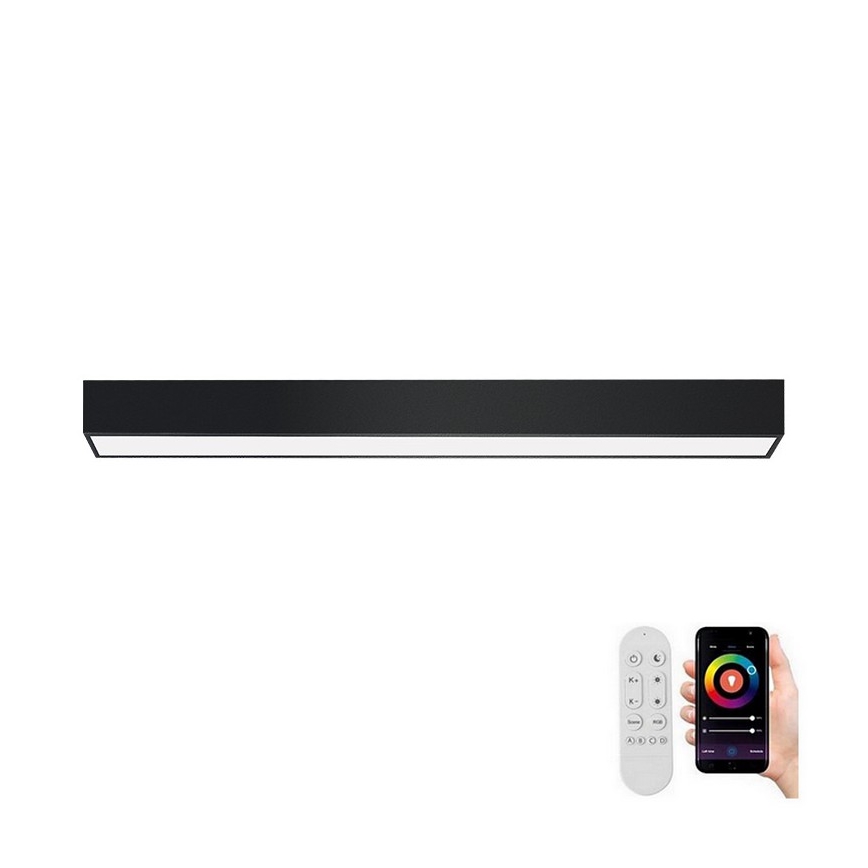 Immax NEO 07255L - Luminária de teto LED dimmerizável NEO LITE LUNGO LED/20W/230V 3000-6000K Wi-Fi Tuya preta + controlo remoto