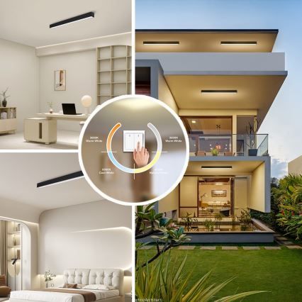 Immax NEO 07255L - Luminária de teto LED dimmerizável NEO LITE LUNGO LED/20W/230V 3000-6000K Wi-Fi Tuya preta + controlo remoto