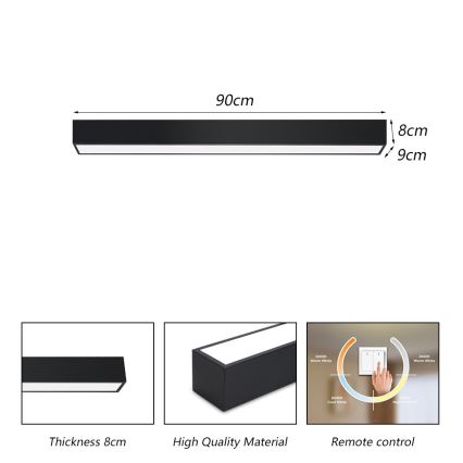 Immax NEO 07255L - Luminária de teto LED dimmerizável NEO LITE LUNGO LED/20W/230V 3000-6000K Wi-Fi Tuya preta + controlo remoto