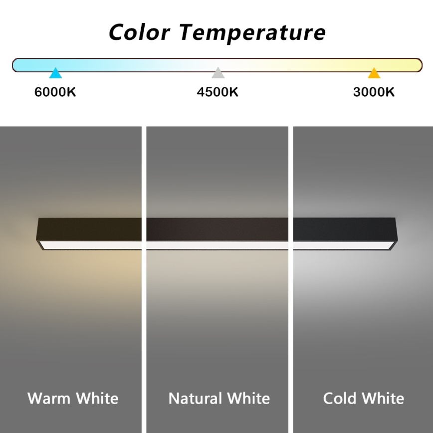 Immax NEO 07256L - Iluminação de teto LED com regulação NEO LITE LUNGO LED/38W/230V 3000-6000K Wi-Fi Tuya preto + comando