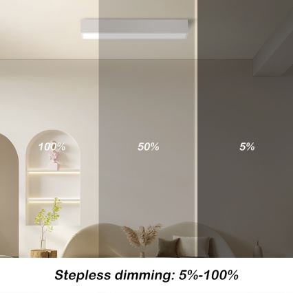 Immax NEO 07257L - Luminária de teto LED dimmerizável NEO LITE LUNGO LED/20W/230V 3000-6000K Wi-Fi Tuya branca + controlo remoto