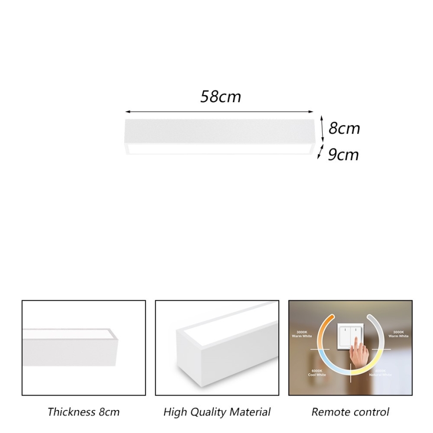 Immax NEO 07257L - Luminária de teto LED dimmerizável NEO LITE LUNGO LED/20W/230V 3000-6000K Wi-Fi Tuya branca + controlo remoto