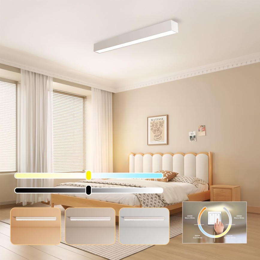 Immax NEO 07258L - Iluminação de teto LED com regulação NEO LITE LUNGO LED/29W/230V 3000-6000K Wi-Fi Tuya branco + comando