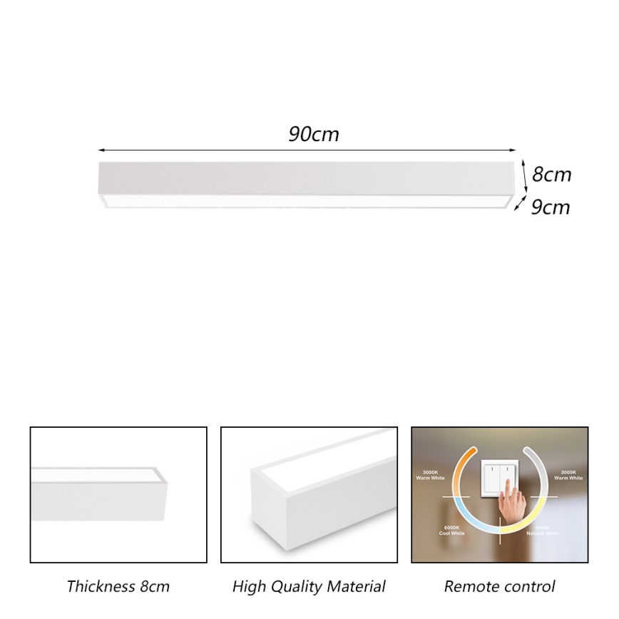 Immax NEO 07258L - Iluminação de teto LED com regulação NEO LITE LUNGO LED/29W/230V 3000-6000K Wi-Fi Tuya branco + comando