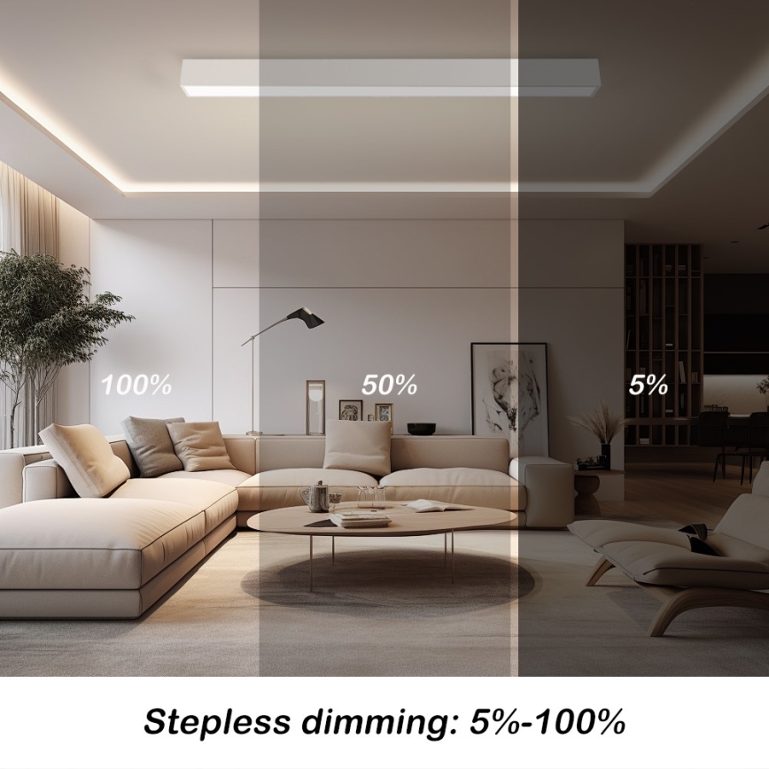 Immax NEO 07259L - Luminária de teto LED regulável NEO LITE LUNGO LED/38W/230V 3000-6000K Wi-Fi Tuya branca + controlo remoto