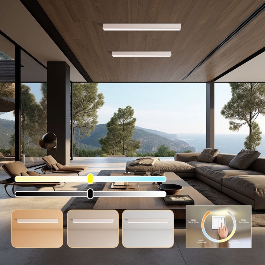 Immax NEO 07259L - Luminária de teto LED regulável NEO LITE LUNGO LED/38W/230V 3000-6000K Wi-Fi Tuya branca + controlo remoto