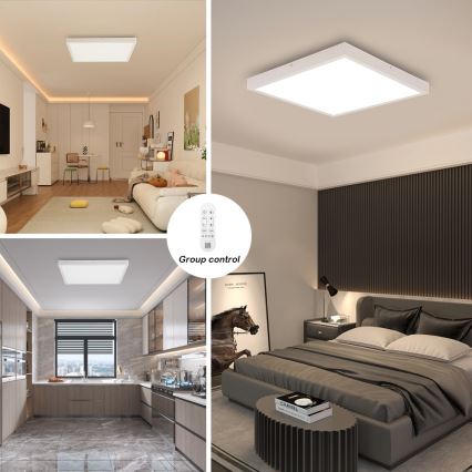 Immax NEO 07277L - Iluminação de teto para casa de banho LED com regulação NEO LITE FRAME LED/50W/230V IP44 Wi-Fi Tuya +remote controlo branco