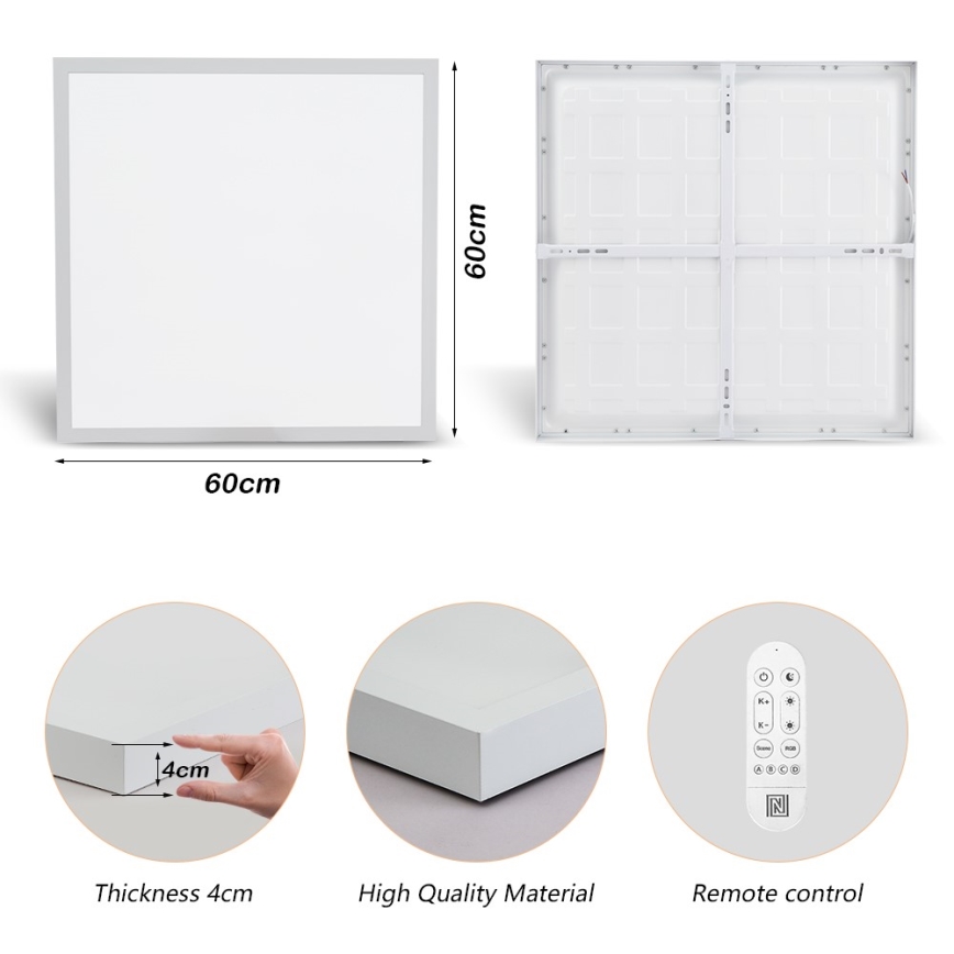 Immax NEO 07277L - Iluminação de teto para casa de banho LED com regulação NEO LITE FRAME LED/50W/230V IP44 Wi-Fi Tuya +remote controlo branco