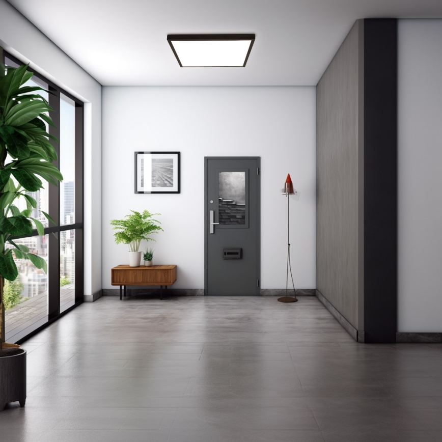 Immax NEO 07279L - Iluminação de teto para casa de banho LED com regulação NEO LITE FRAME LED/50W/230V IP44 Wi-Fi Tuya + comando preto