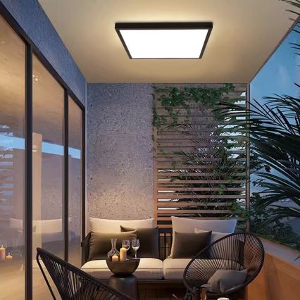 Immax NEO 07279L - Iluminação de teto para casa de banho LED com regulação NEO LITE FRAME LED/50W/230V IP44 Wi-Fi Tuya + comando preto