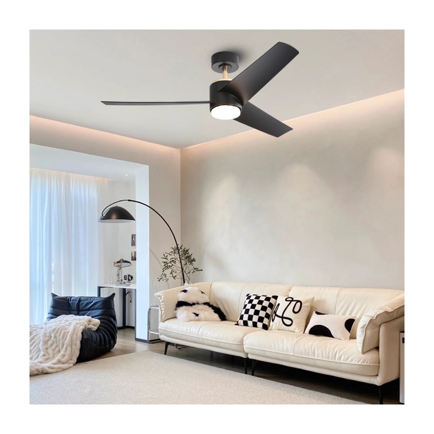 Immax NEO 07280L - Ventoinha de teto LED BEAUTY LED/18W/230V Wi-Fi Tuya preto diâmetro 132 cm + comando