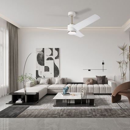 Immax NEO 07282L - Ventilador de teto dimerizável LED+CCT BEAUTY, LED/18W/230V, 3000/4000/6000 K, Wi‑Fi Tuya, diâmetro 132 cm + comando remoto