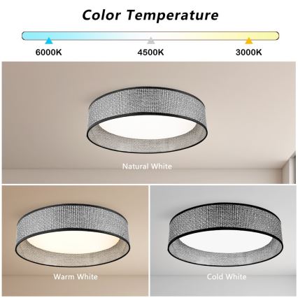 Immax NEO 07287L - Luminária de teto LONA LED+CCT dimerizável LED/36W/230V 3000-6000K Wi-Fi Tuya Ø 45,5 cm + comando remoto