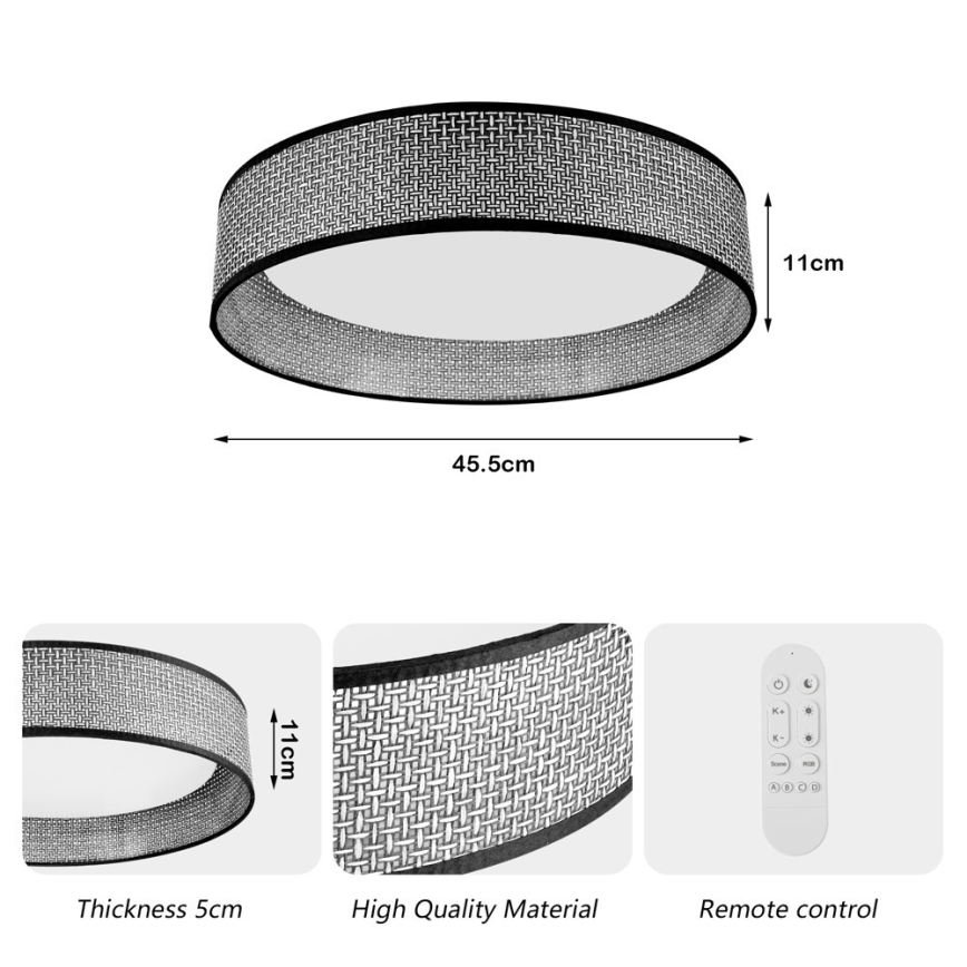 Immax NEO 07287L - Luminária de teto LONA LED+CCT dimerizável LED/36W/230V 3000-6000K Wi-Fi Tuya Ø 45,5 cm + comando remoto