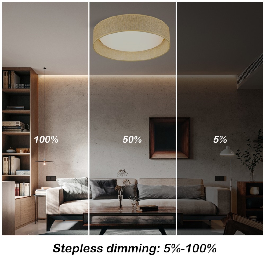 Immax NEO 07289L - Candeeiro de teto dimerizável LED com CCT LONA LED 36W/230V 3000–6000K Wi‑Fi Tuya Ø 45,5 cm + comando remoto